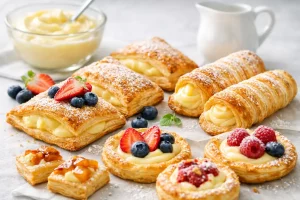 Süße Blätterteig Rezepte mit Pudding