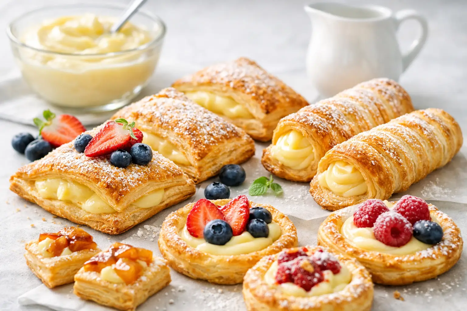 Süße Blätterteig Rezepte mit Pudding