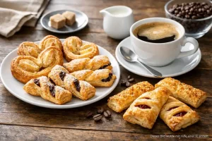 Einfaches Blätterteiggebäck für Kaffee