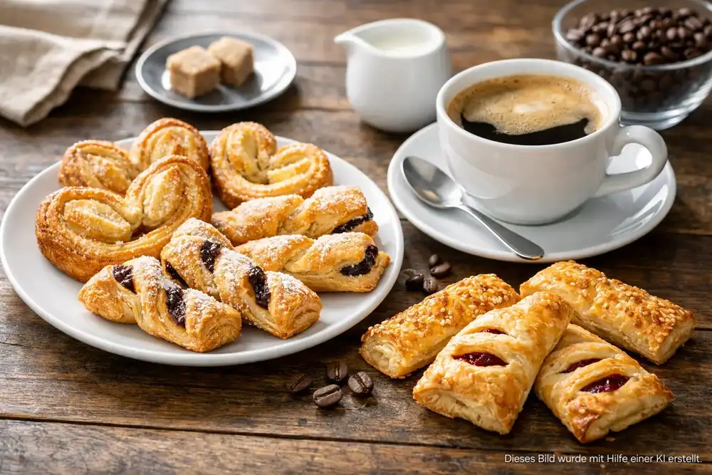 Einfaches Blätterteiggebäck für Kaffee