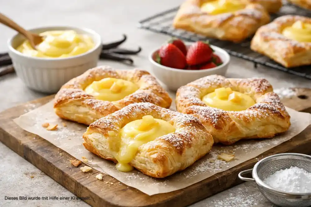Blätterteig mit Vanillepudding einfach backen