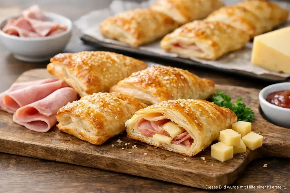 Blätterteig Schinken Käse ganz einfach