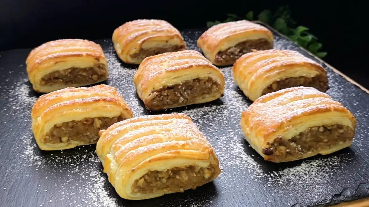 Apfel-Walnuss-Taschen aus Blätterteig mit Zimt