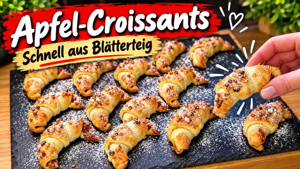 Apfel-Zimt-Hörnchen aus Blätterteig mit Walnüssen