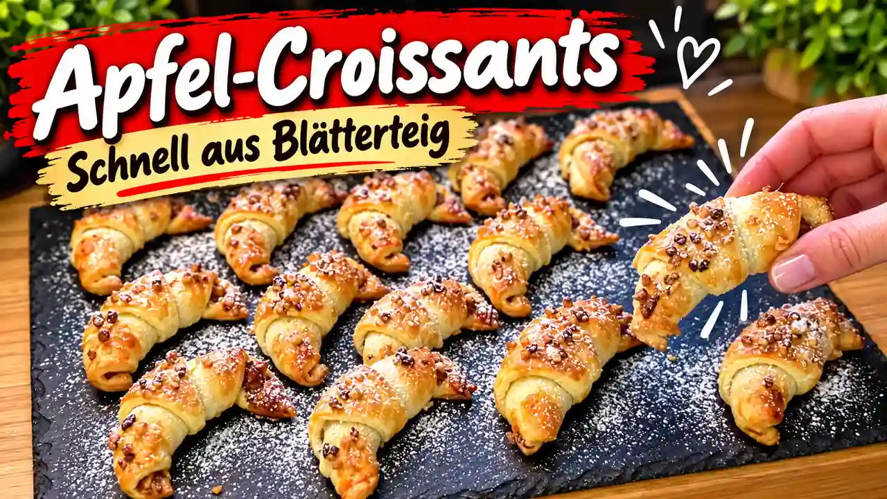 Apfel-Zimt-Hörnchen aus Blätterteig mit Walnüssen