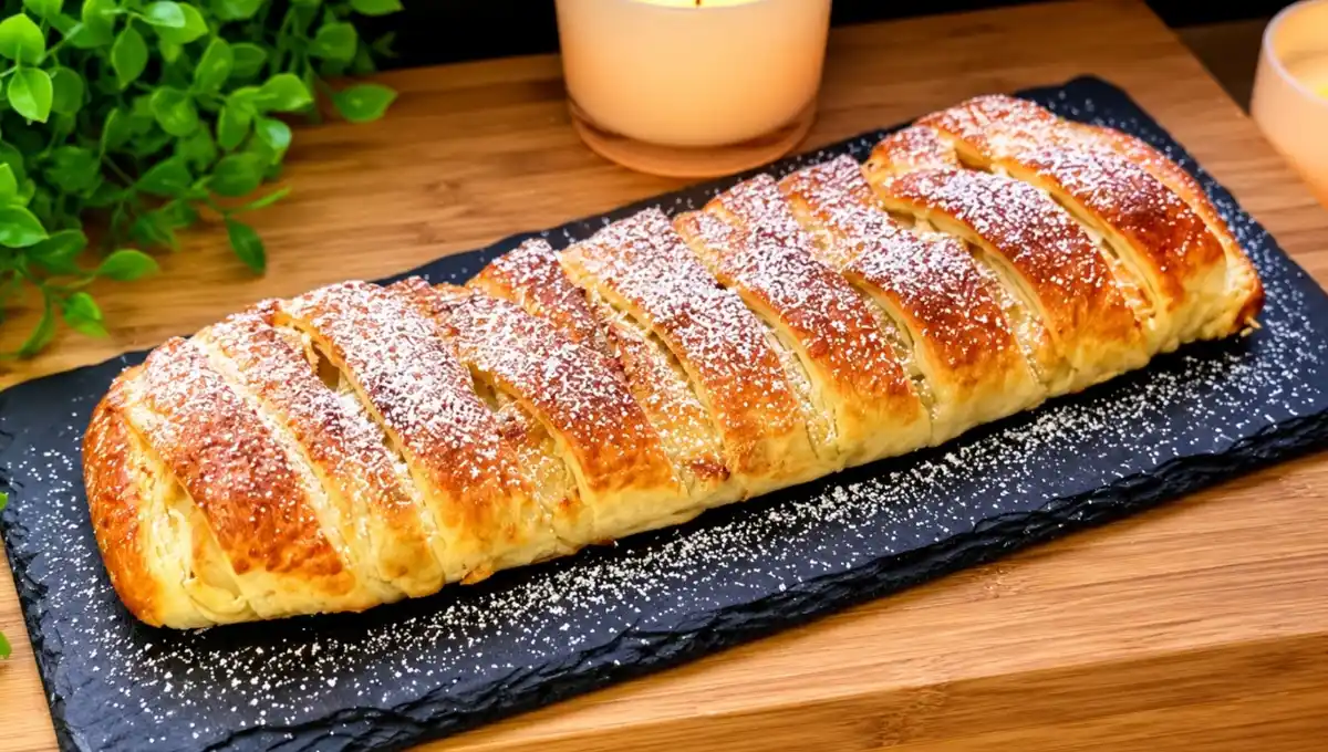 Birnen-Quark-Strudel aus Blätterteig mit Vanille und Zimt