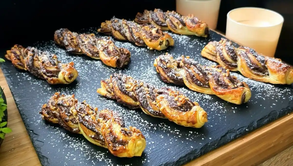 Mini-Nutella-Zöpfe aus Blätterteig mit Haselnüssen