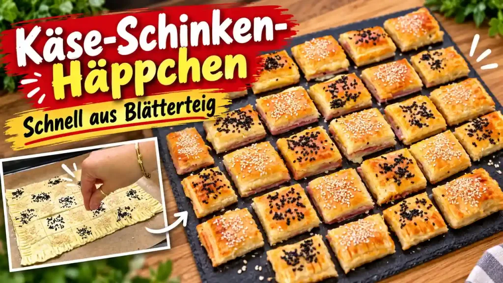 Große Blätterteig-Tasche mit Prosciutto, Käse und Frischkäse