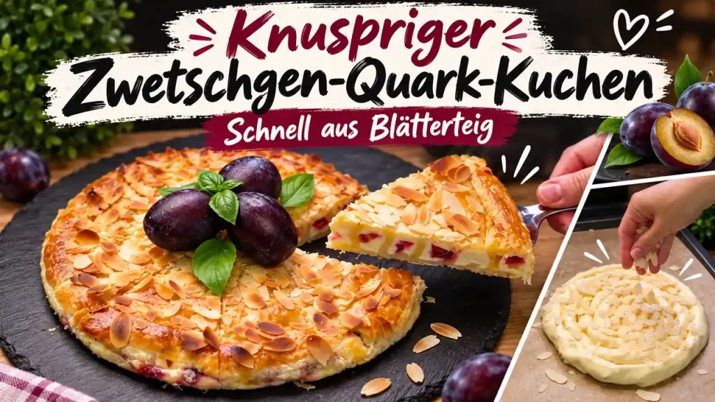 Riesige Zwetschgen-Quark-Schnecke aus Blätterteig
