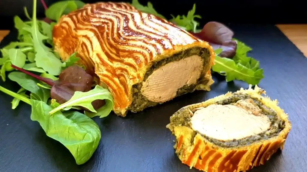 Schweinefilet Wellington im Blätterteig mit Champignons und Spinat