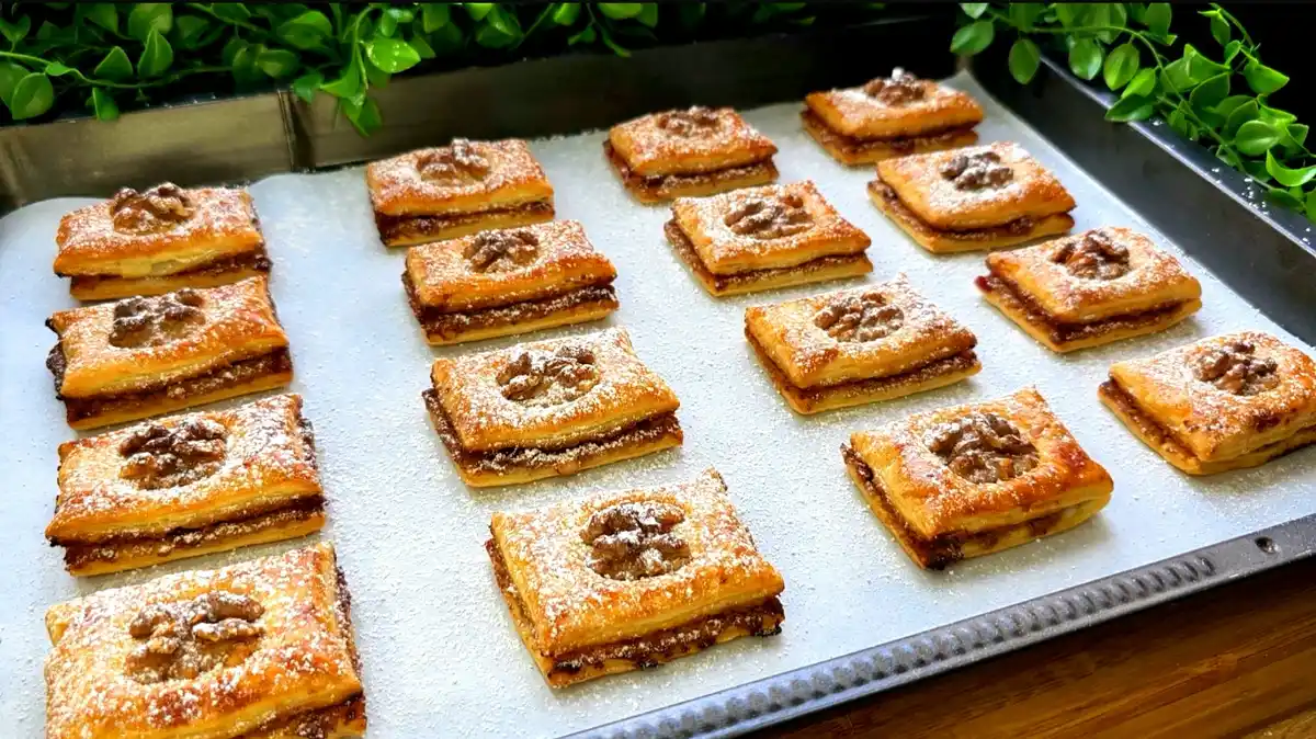 Walnuss-Marmeladen-Plätzchen aus Blätterteig