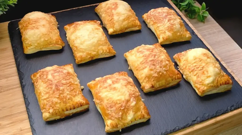 Pizzataschen aus Blätterteig mit Schinken, Mais und Käse