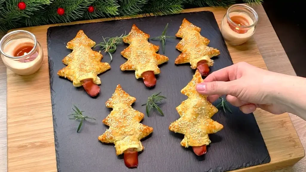 Herzhafter Tannenbaum aus Würstchen-Käse-Schnecken